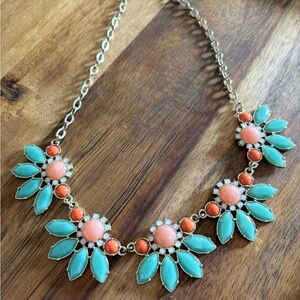 Vintage J.Crew Turquoise and Coral Necklace